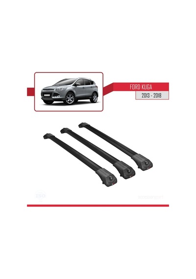 Ford Kuga 2013-2018 Arası İle Uyumlu Ace-1 Ara Atkı Tavan Barı Siyah 3 Adet Bar