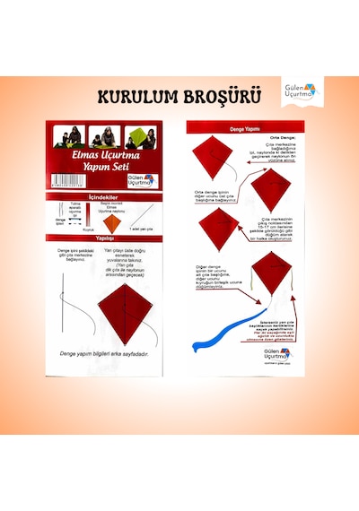 Uçurtma Yapım Seti / Naylon Elmas / Plastik Çıtalı / Turuncu