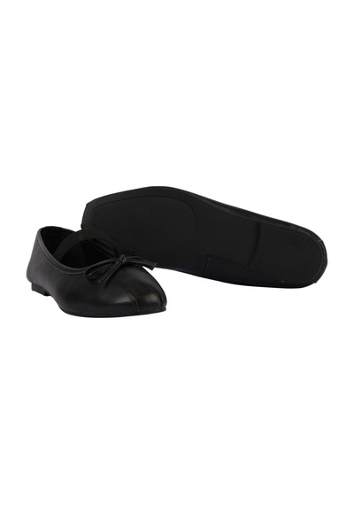 Napa Shoes Kadın Lastik Bantlı Fiyonklu Kare Burun Babet Ayakkabı Napa-aes19210 Siyah