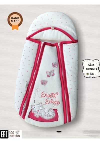 Bebek Kundağı Fermuarlı Kadife Bebek Dış Kundak Battaniyesi Hastane Çıkışı Kundak Pembe