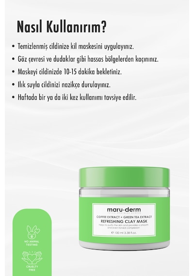 Maruderm Kahve Özü + Yeşil Çay Özü Tazeleyici Kil Maskesi 100 ML