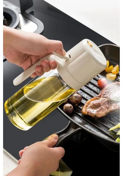Çift Foksiyonlu Cam Yağdanlık Ve Püskürtmeli Sprey Yağdanlık Sprey Yağlık Sirkelik 550 Ml