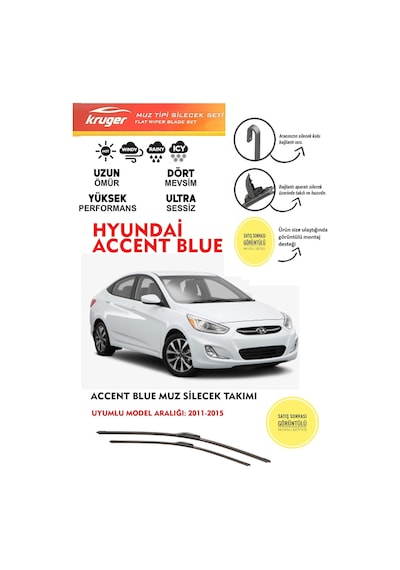 Hyundai Accent Blue Cam Silgeç Takımı 2017 Model Araca Uyumlu