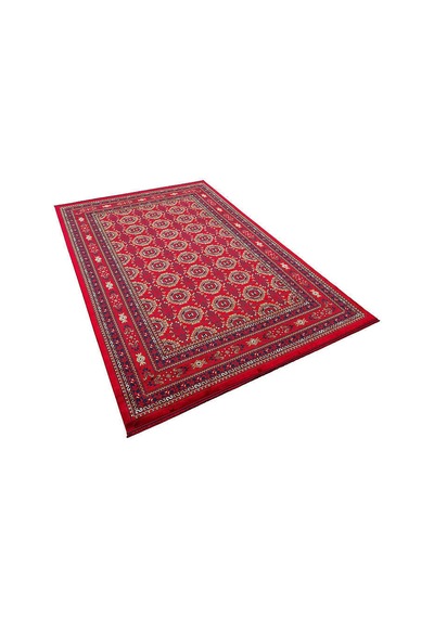 Afgan Halısı Bilicik Etnik Kunduz Otantik Desen Viskon Kırmızı Halı Bc01