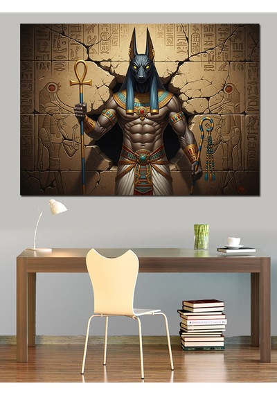 Antik Mısır Tanrısı Anubis Dekoratif Kanvas - Mdf Ahşap Tablo
