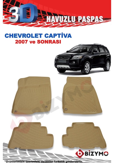 Chevrolet Captiva 2007 Ve Sonrası 3D Bej Paspas Takımı Bizymo