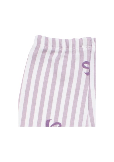 By Bebekodam Kız Bebek Beyaz Lila Fiyonklu Çizgili Pijama Takımı