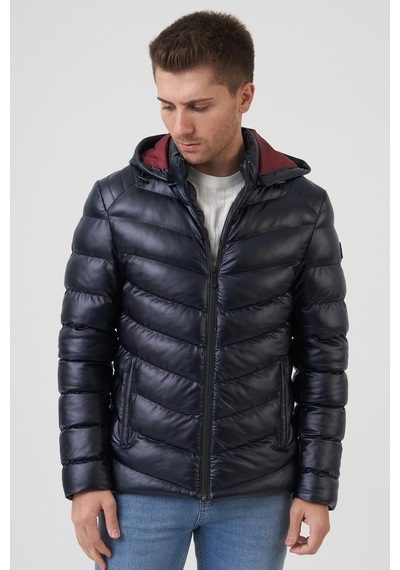 White Stone San Diego Slim Fit Kapüşonlu Kaban Laci-Laci Lacivert