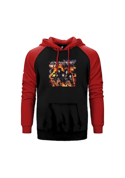 Black Veil Brides Set The World On Fire Kırmızı Renk Reglan Kol Kapşonlu Sweatshirt Kırmızı