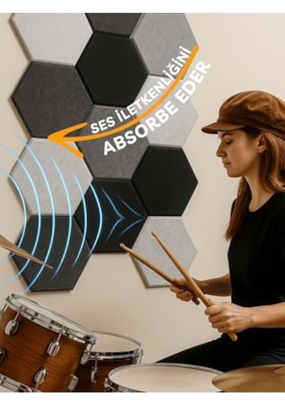 Beylini 12'li Akustik Panel Keçe Kendinden Yapışkanlı Duvar Kaplama Ses Ve Isı Yalıtım Duvar Kaplama 10 Mm Kalınlık 26x30 Cm Karışık