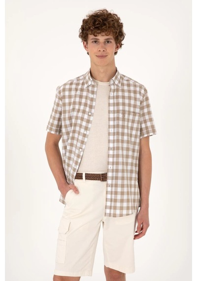 Us Polo Assn. U.s.polo Erkek Vizon Kısa Kollu Gömlek Vr052vizon