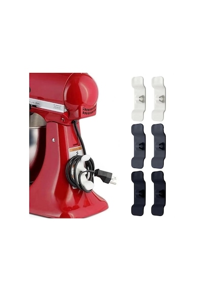 6&amp 39 Lı Pratik Kablo Toparlayıcı Yapışkanlı Klips Mutfak Air Fryer Kettle Kahve Tost Makinası