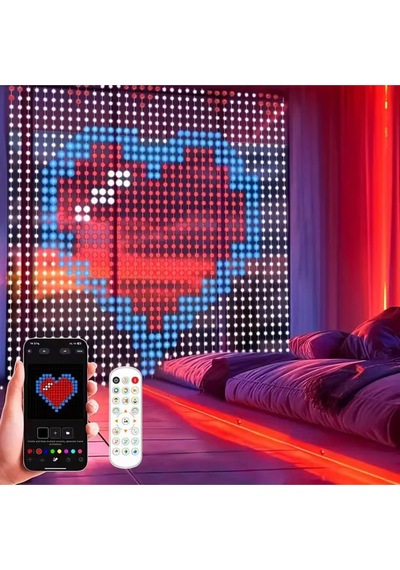 Akıllı Led Perde Işığı Led Animasyonlu Renkli Yazı Led Mobil Kontrol Rgb Perde Led Dekoratif Işık Çok Renkli