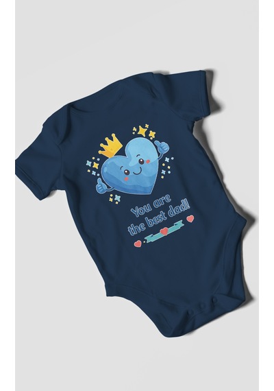 Morivokids You Are The Best Dad Kısa Kollu Bebek Body %100 Pamuk Lacivert