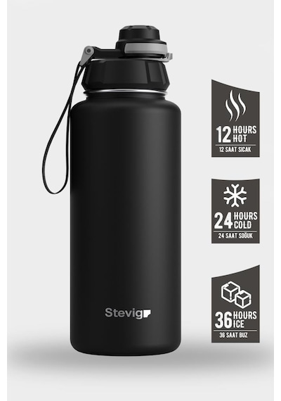 Stevig 1 Hand Leak-proof Sızdırmaz Çelik Termos 1000 Ml Black St-210