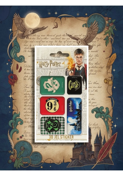 Harry Potter Kabartmalı Jel Damla Sticker 5li Set Hogwarts Çok Renkli