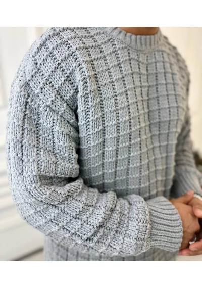 Elku Moda Kazak Oversize Kare Örme Desenli Naturel Pamuk Bol Kesim Tüylenmeyen Salaş Triko Kazak Gri Elku Moda Kazak Oversize Kare Örme Desenli Naturel Pamuk Bol Kesim Tüylenmeyen Salaş Triko Kazak Gri