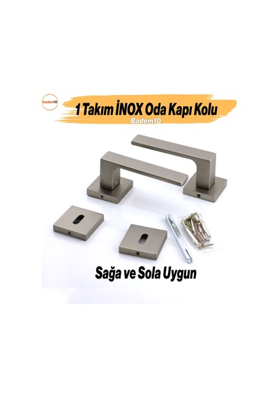 Paytak İnox Oda Kapı Kolu Kare Rozetli Sağa Sola Uygun İç Dış Ev Oda Kapısı Kilitlenebilir 1 Takım