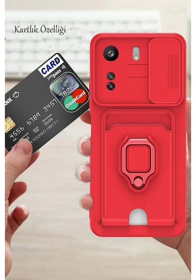 Newface Xiaomi Redmi 13c Kılıf Zuma Kartvizitli Yüzüklü Silikon - Yeşil