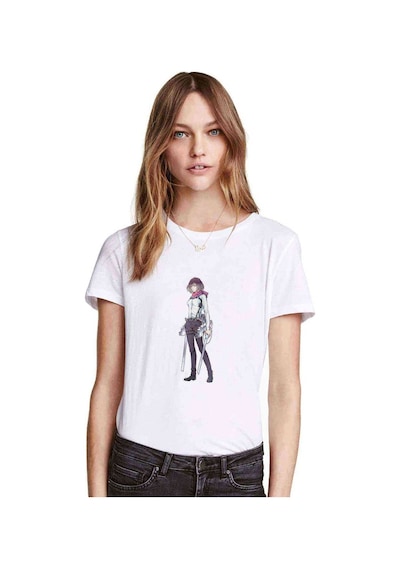 Anime Attack On Titan Baskılı Beyaz Kadın Tshirt (534310546)