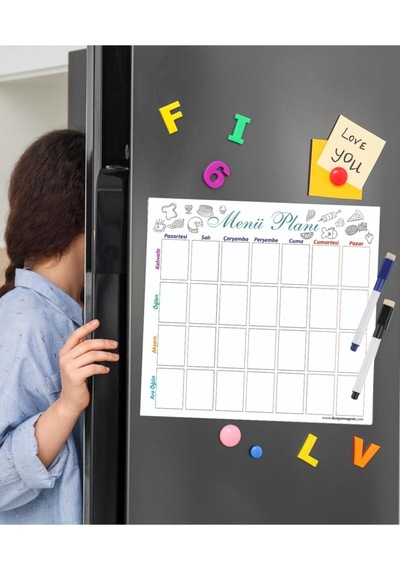 Haftalık Menü Magnet Planlayıcı , Silinebilir Mıknatıslı Yazı Tah