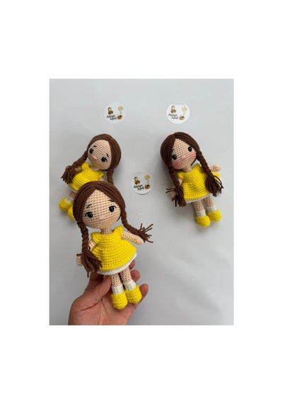 Adenya Sepeti Amigurumi Örgü Fındık Bebek-18 Cm-sarı