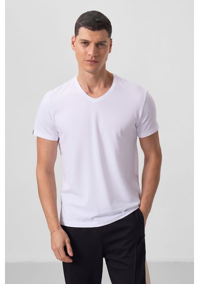 Tommy Life Beyaz Basic Kısa Kol Standart Kalıp V Yaka Erkek T-shirt - 87912 001