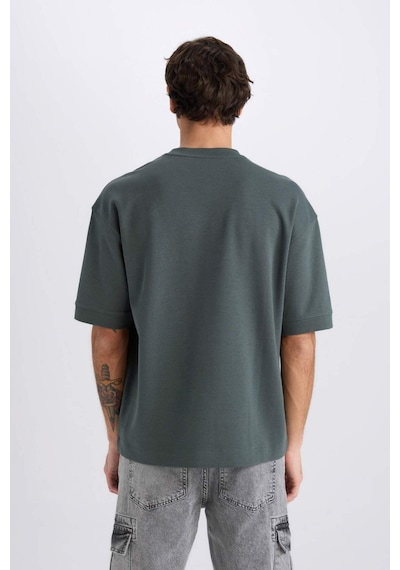 DeFacto Loose Fit Bisiklet Yaka Baskılı Kısa Kollu Ağır Kumaş Tişört E0575AX25SMGN498