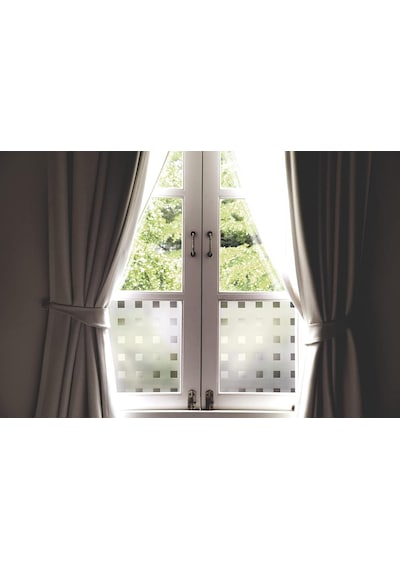 Technosmart 45x150 Cm Modern Kare Desenli Statik Cam Kaplama Folyo Mutfak Ofis Banyo Pencere