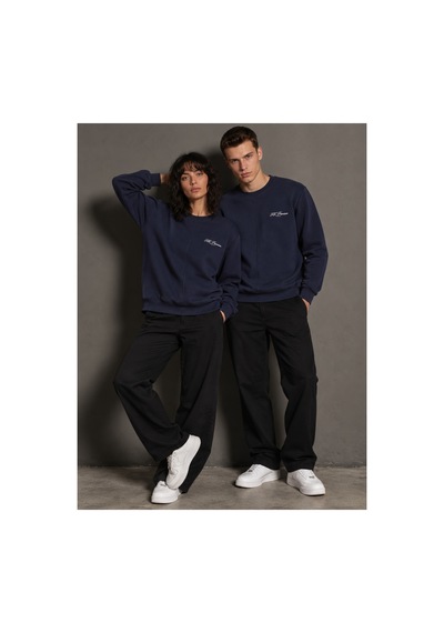 Hk Premium Sweatshirt Bisiklet Yaka Hk Premium Logolu Erkek Basic Lacivert
