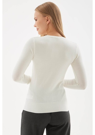 Fashion Friends Bisiklet Yaka Ekru Kadın Kazak 25k0023k1 Ekru