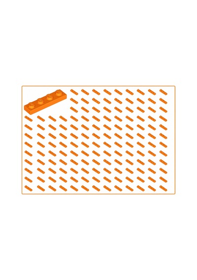 Yedek Parçalar: Plate 1x4: 100 Adet 1x4 Plate Parts Plaka Parçası Turuncu - Orange Plate 3710