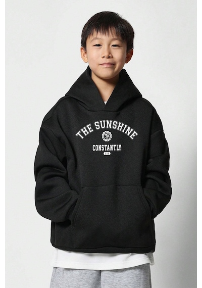 Uyguntarz The Sunshine Baskılı Erkek - Kız Çocuk Rahat Kalıp Sweatshirt Siyah