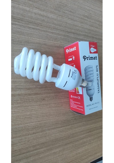Primat Pr-012 75w 375w Eşdeğer %80 Enerji Tasarruflu Yüksek Parlaklık Spiral Ampul - E27 Duy Beyaz