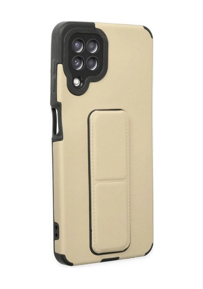 Samsung Galaxy A22 Kılıf Mega Standlı Silikon - Gold