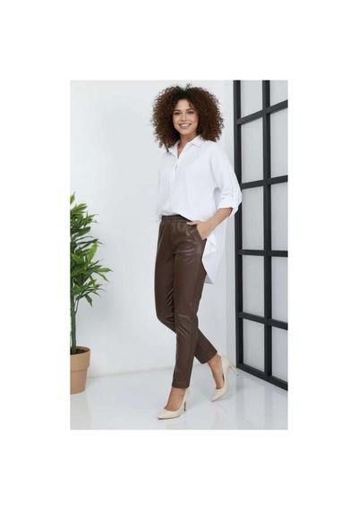 Hb Harma Time Butik Kadın Beli Lastikli Cepli Kahverengi Deri Pantolon Kahverengi Kahverengi Hb Harma Time Butik Kadın Beli Lastikli Cepli Kahverengi Deri Pantolon Kahverengi Kahverengi