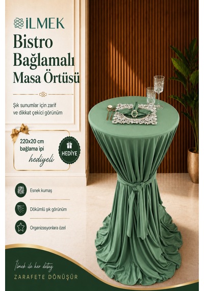 Dertsiz Bağlamalı Bistro Masa Örtüsü - Düğün Davet Organizasyon Otel Restoran Kokteyl Masa Örtüsü Zümrüt Zümrüt Dertsiz Bağlamalı Bistro Masa Örtüsü - Düğün Davet Organizasyon Otel Restoran Kokteyl Masa Örtüsü Zümrüt Zümrüt