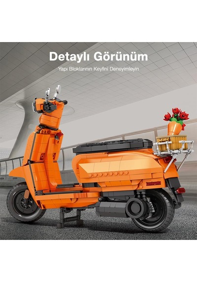 Reobrix Creator 11036 Retro Scooter Lambretta V200 Special Turuncu Yaratıcı Yapı Blok Seti Building Blocks - 1169 Parça