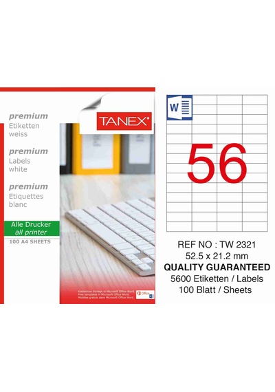 Tanex Etiket Tw-2321 52.5X21.2MM