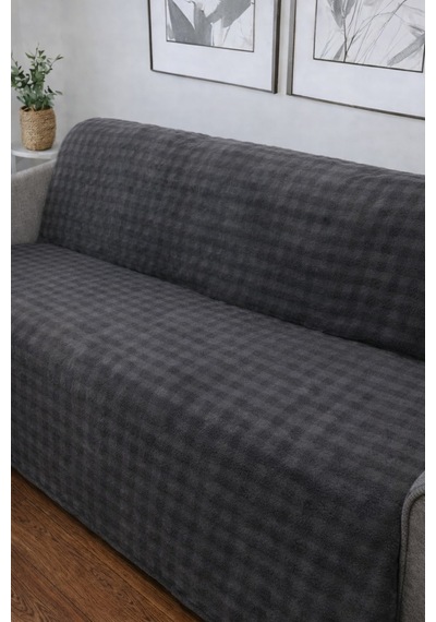 Tavşan Tüyü İthal Bubble Ultra Yumuşak Kaymaz Yıkanabilir Koltuk/çekyat Örtüsü 170x210 Büyük Ebat Antrasit