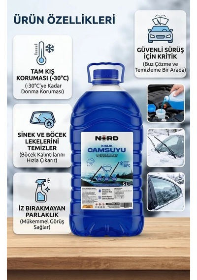 Nord Kışlık Antifrizli Cam Suyu 5 L -30 C Yağmur Kaydırıcı