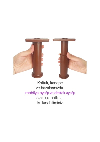 2 Adet Modül Ayarlanabilir Destek Ayağı 15 X 23 Cm Kahverengi Ayak Mobilya Kanepe Baza Koltuk Ünite Ayakları