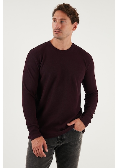 Buratti Pamuklu Bisiklet Yaka Slim Fit Basic Erkek Sweat 5905073 Vişne