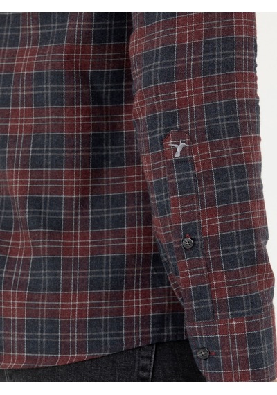 Cacharel Bordo Slim Fit Uzun Kollu Gömlek Kırmızı