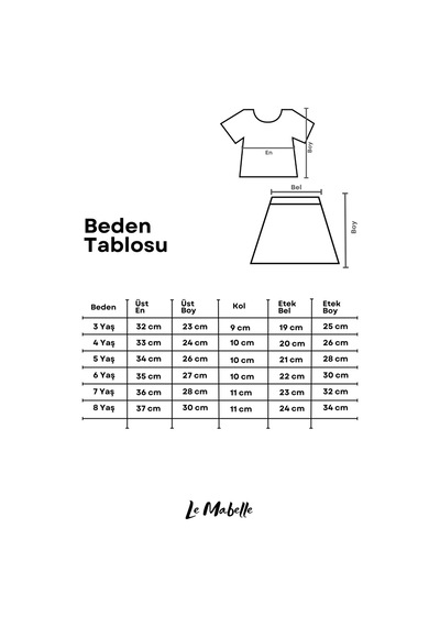 Le Mabelle Mavi Çiçek Desenli Kız Çocuk Etek Crop Takım - Lavinia Mavi