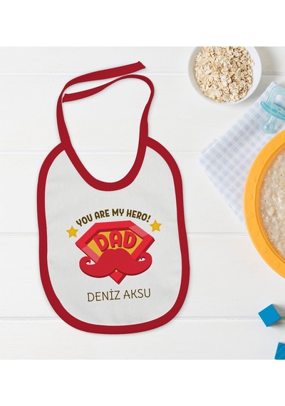 BK Kids Kişiye Özel You Are My Hero Tasarımlı Kırmızı Bebek Mama Kırmızı