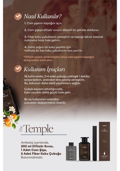 Şık Ve Dekoratif, Çubuklu Oda Kokusu - Difüzör Kundal Scent Of Moment Diffuser 200ml Temple Limon