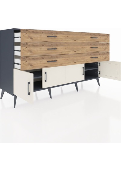 Hyperion Konsol 2 Raflı 5 Çekmeceli 3 Kapaklı 176x44x99 Antrasit- Antrasit-aytaşı/çam Hyperion Konsol 2 Raflı 5 Çekmeceli 3 Kapaklı 176x44x99 Antrasit- Antrasit-aytaşı/çam