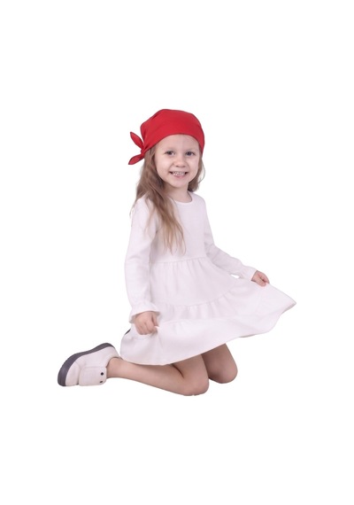 New Kids Kız Çocuk Uzun Kol Elbise Kol Fırfır Manşetli Etek Fırfır Detaylı Yeni Sezon -91238 Beyaz