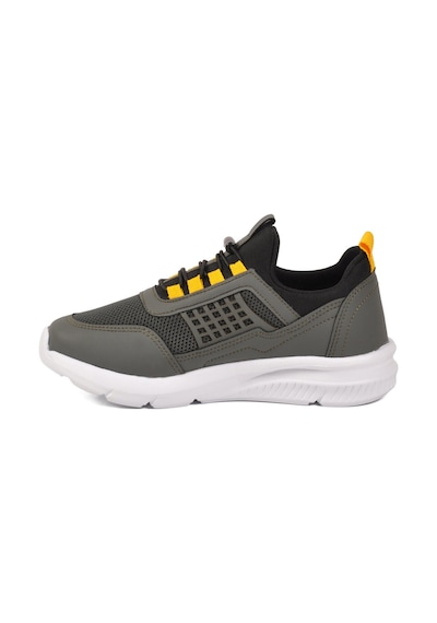 Walkway Haki Sarı Fileli Hafif Esnek Unisex Çocuk Spor Ayakkabı 9060 Motano F Haki-sarı